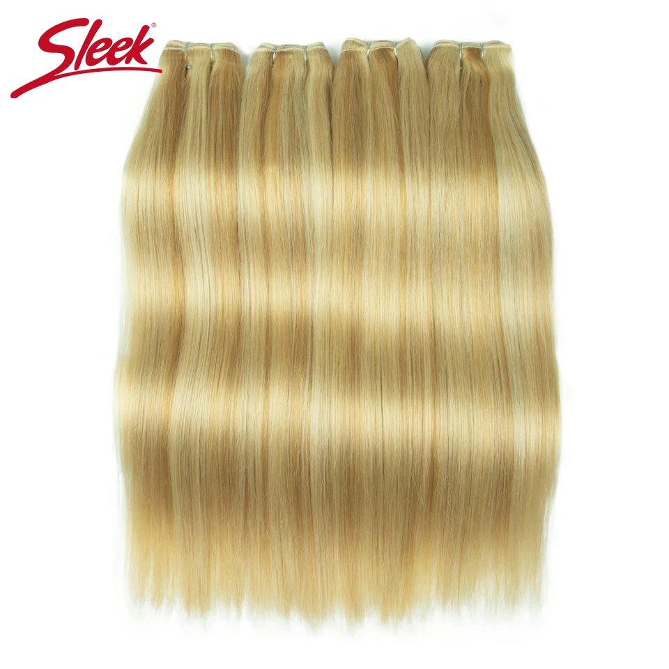 Sleek Peruvian Honey Blonde P27/613 Straight Human Hair Double Drawn Natural Human Hair Weave Bundles Remy Human Hair Bundle