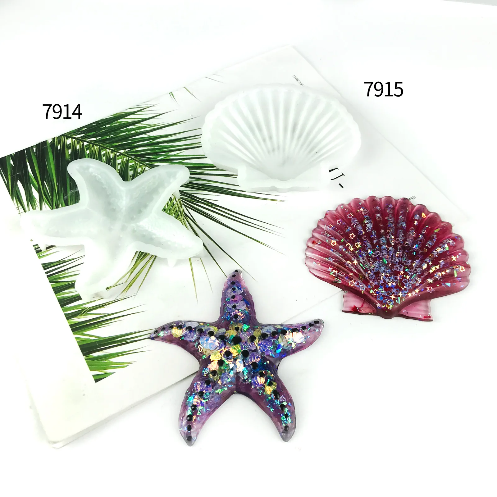 Starfish Shell Ornaments Silicone Mold Ocean Marine Seashell Resin Casting Mold Epoxy Resin Clay Pendant Decorative Making