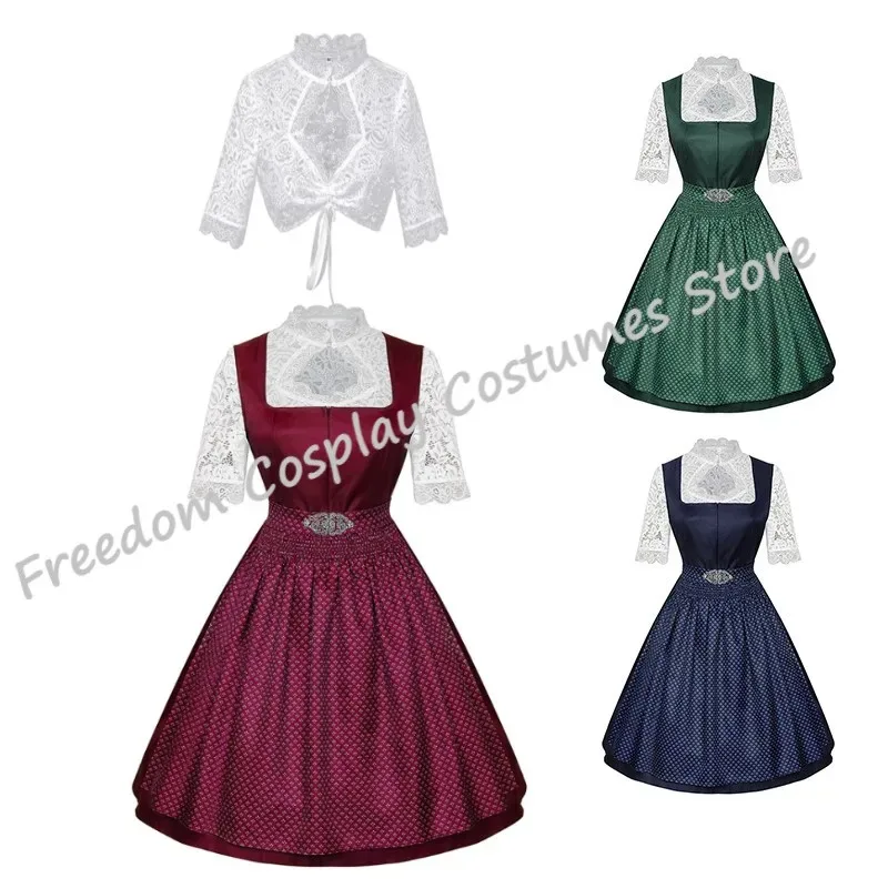 

НОВОЕ женское платье-дирндль в немецком стиле Октоберфест на Хэллоуин, карнавал, традиционное баварское платье, наряд для вечеринки, костюмы для косплея, пивные девушки