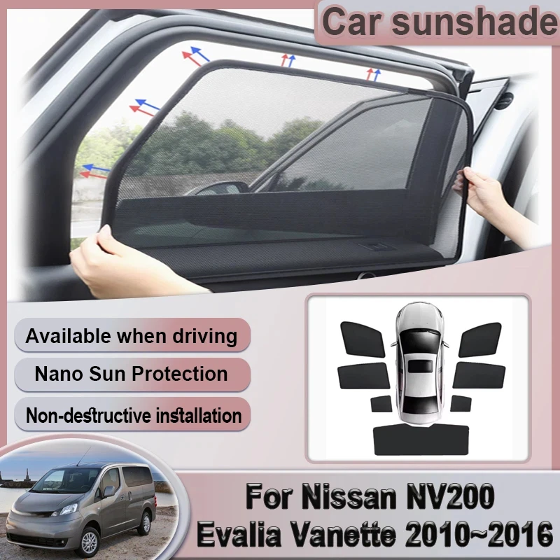 Para Nissan NV200 Evalia Vanette 2010~2016, Parasol de Malla Magnético para Ventana de Coche, Cortina Protectora Solar, Accesorios para Automóviles 2013