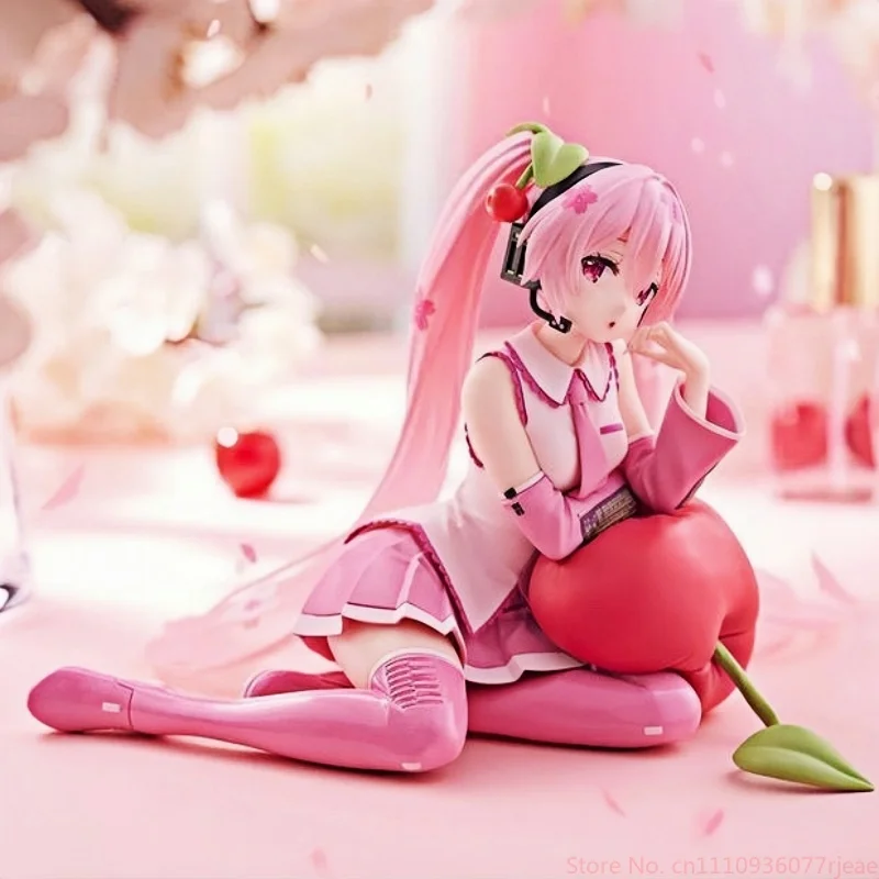 Original Taito Hatsune Miku Desktop Cute Sakura Hatsune Miku Sakura Future Cherry Pillow Scenic  Birthday Gift Figure Model Toy view 6