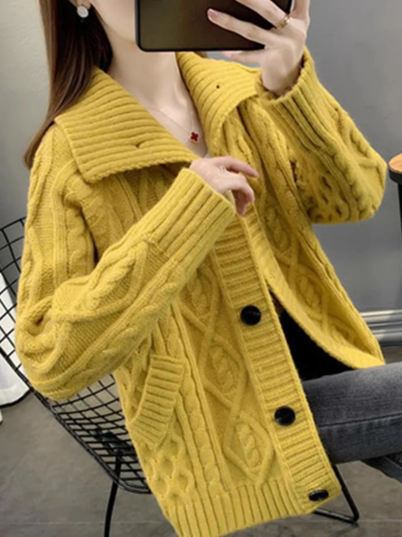 

Women's Sweaters Jackets Cardigans Spring And Autumn Clothing 2025 New Styles Popular Winter Thick Knitted Outerwear Coat w382