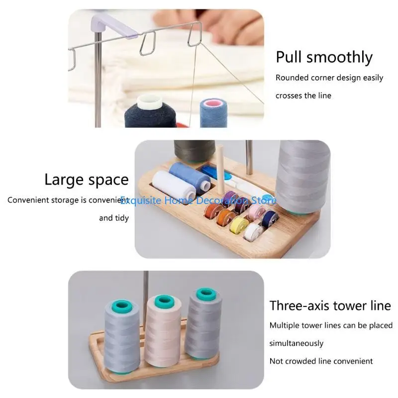 L5BF Thread Roll Holder Practical Embroidery Thread Holder Sewing Thread Stand 3 Spools Stand Sewing Machine Accessories