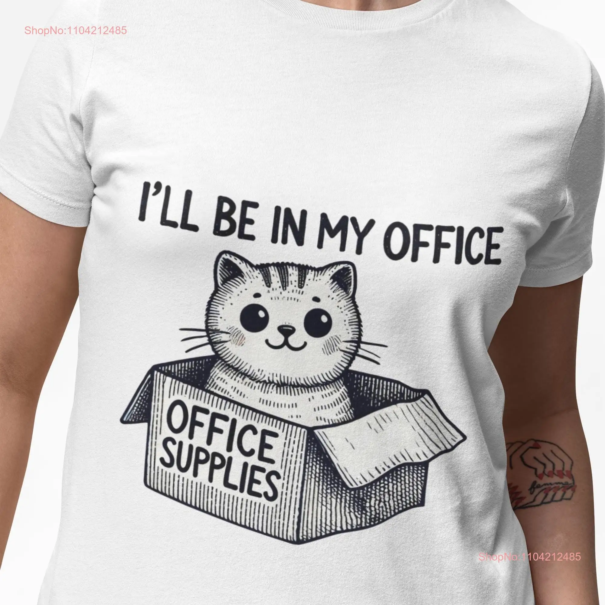 I will Be in My Office Cute Cat T Shirt Supplies Box Novelty Funny Top for Lovers Workers long or short sleeves