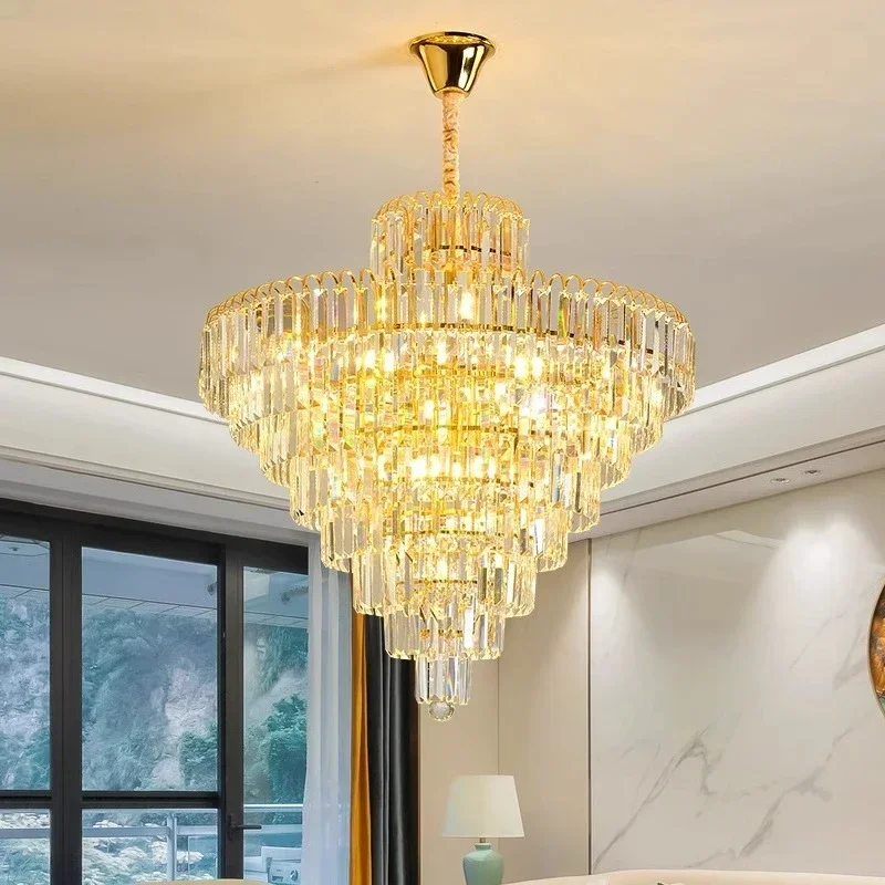 Crystal Chandelier Gold Lighting LED Ceiling Lamp Living Room Bedroom Dining Restaurant Ceiling Pendant Hanging Lamps