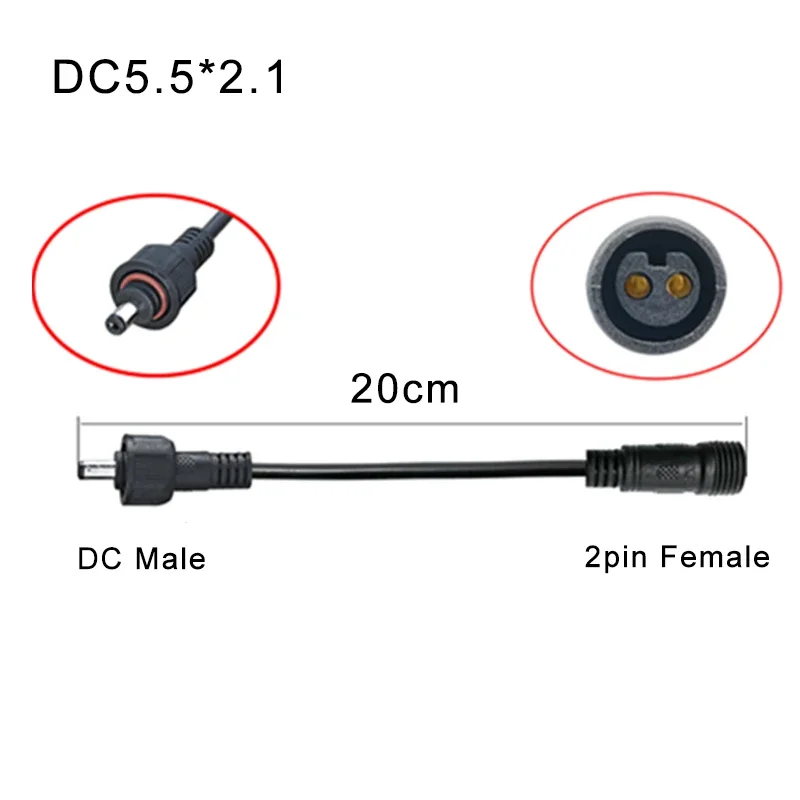 2pin Parallel Extension 1 to 2 Cable Waterproof Connector DC Male to Female Adapter Plug Intelligent Solar Light Conversions