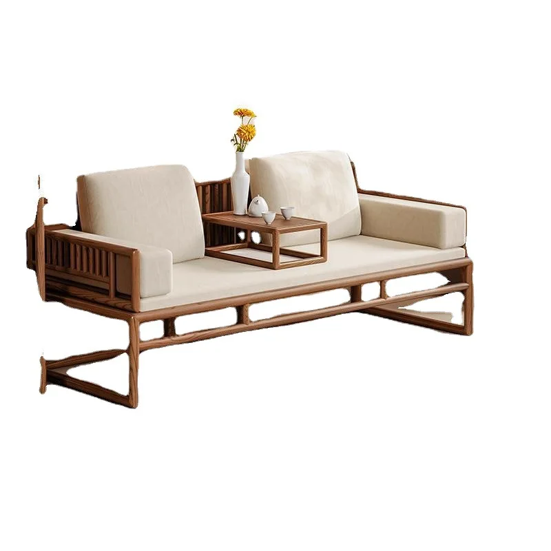 New Chinese style all-solid wood tea table and chair group sofa bed dual-purpose living room household sofa table