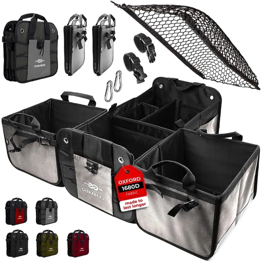 

Extra Large Car Trunk Organizer Trunk Storage Modular Detachable Configurable Collapsible for SUV Minivan Truck Sedan Van 4 Com