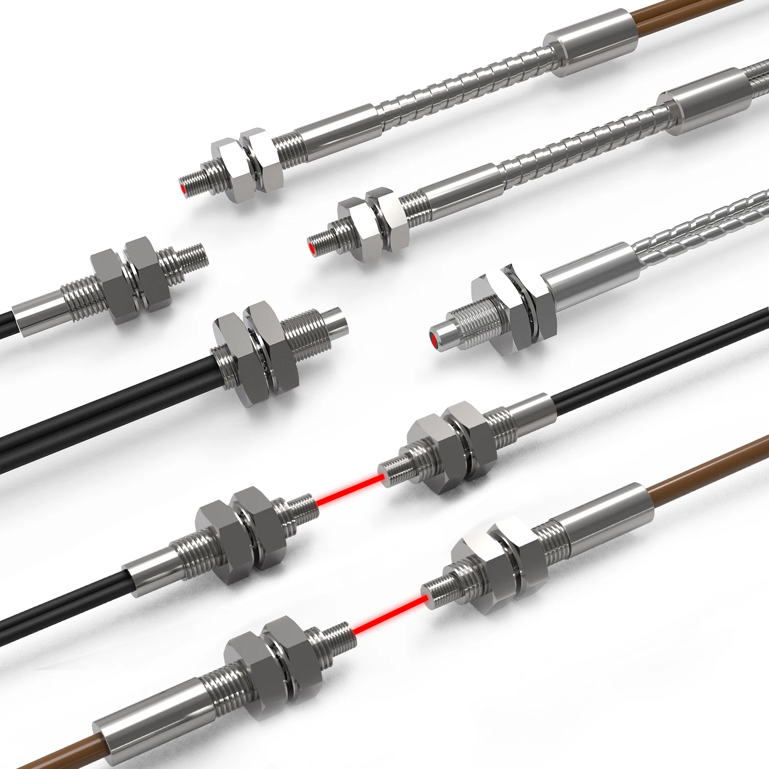 AKUSENSE PD-H41E High Temperature Quartz Glass Fiber Optic Sensor Diffuse Reflective Industrial Photoelectric 5V 1064nm