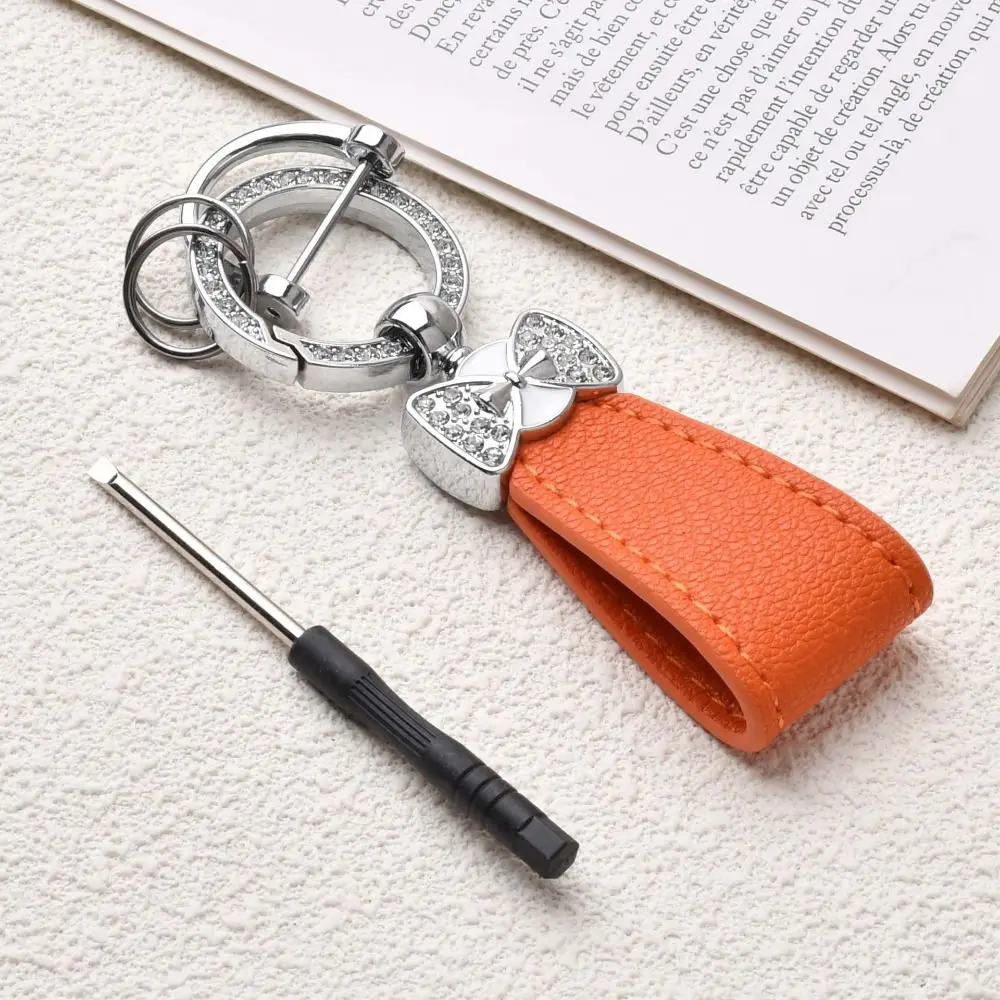 Schlüsselhalter Luxus Echtleder Schlüsselanhänger Matte Schnalle Damenhandtasche Modedekoration Leder Autoschlüsselanhänger Schlüsselring Anhänger – Detail 6