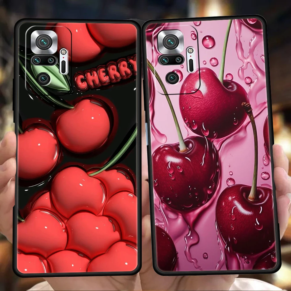 Cute Cherry Bow Phone Case Cover for Redmi 14C 10C Note 14 13 12 10 11 Pro Plus 7 8T K40 K50 Gaming Pro Plus 5G Soft TPU Shell
