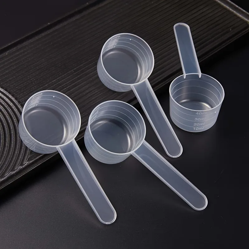 Plastic Measuring Cup with Handle and Scale - 4pcs,Durable Liquid Measuring Scoop for Laundry Powder,Gel Face Mask,40ml Capacity