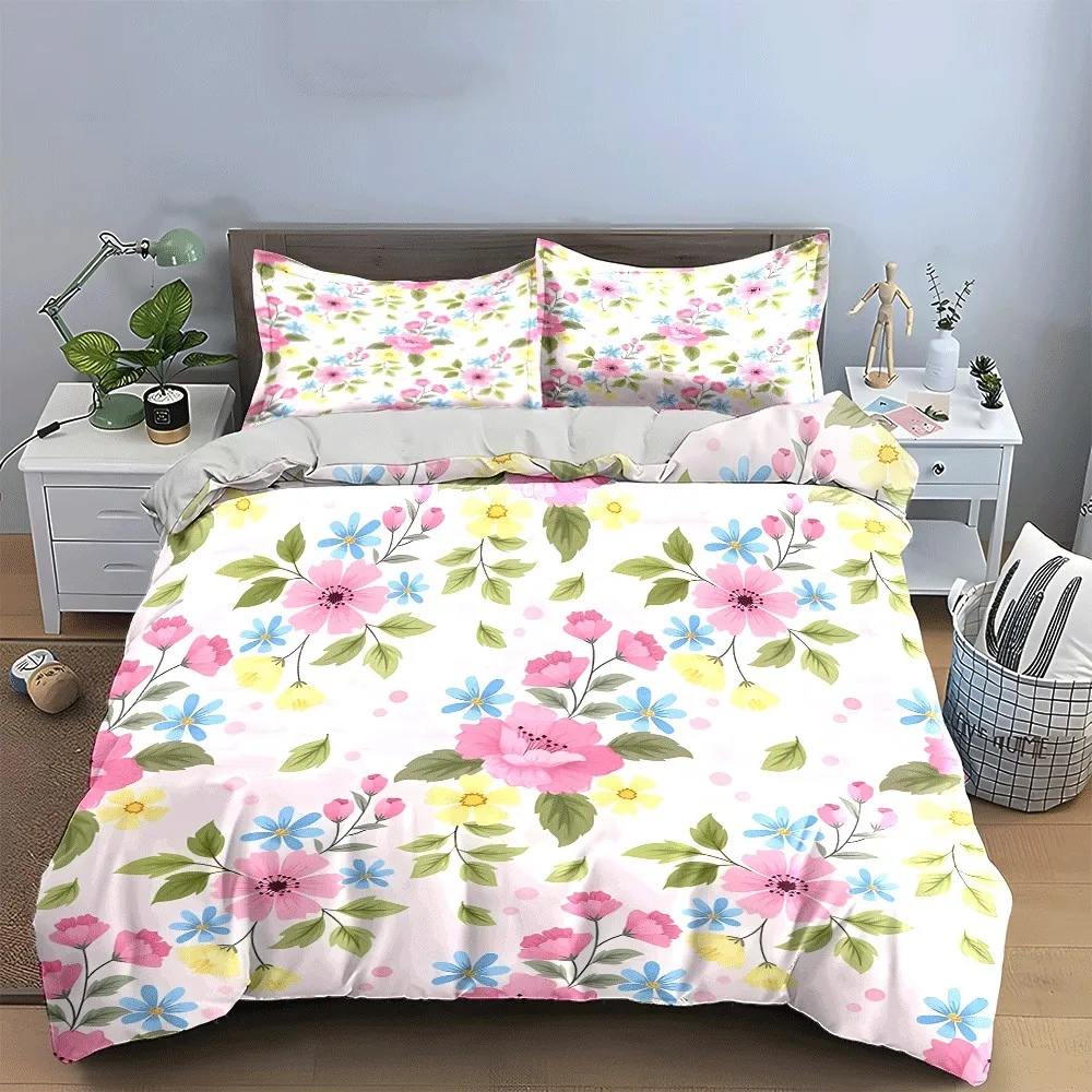 

Floral-Themed Three-Piece Bedding Set Exquisite three-piece bedding set gift for kids and adults