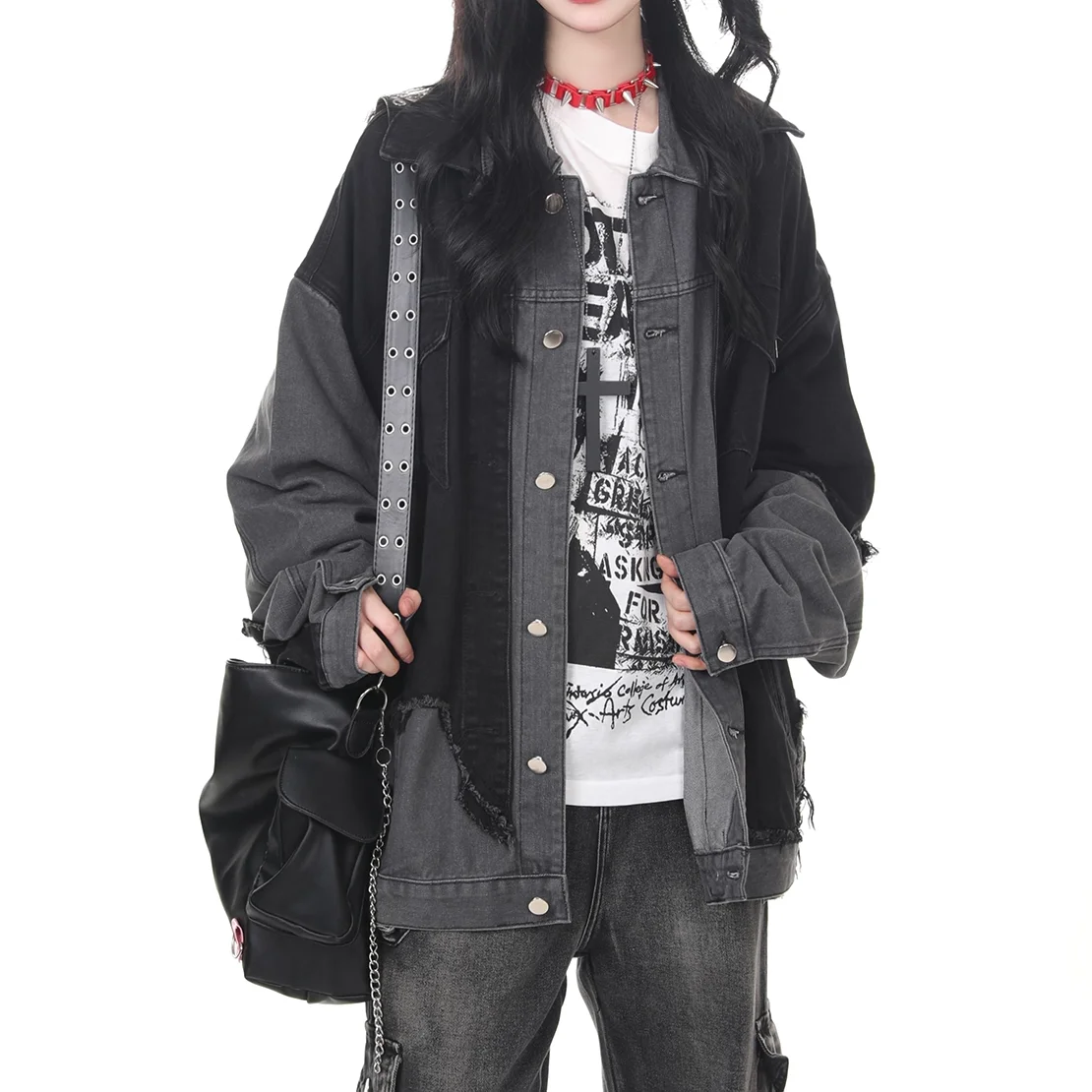 النمط الأمريكي موضة ريترو المتعثرة الدنيم سترة للجنسين فضفاضة عادية واحدة الصدر تنوعا سترات قصيرة النساء الخريف #4