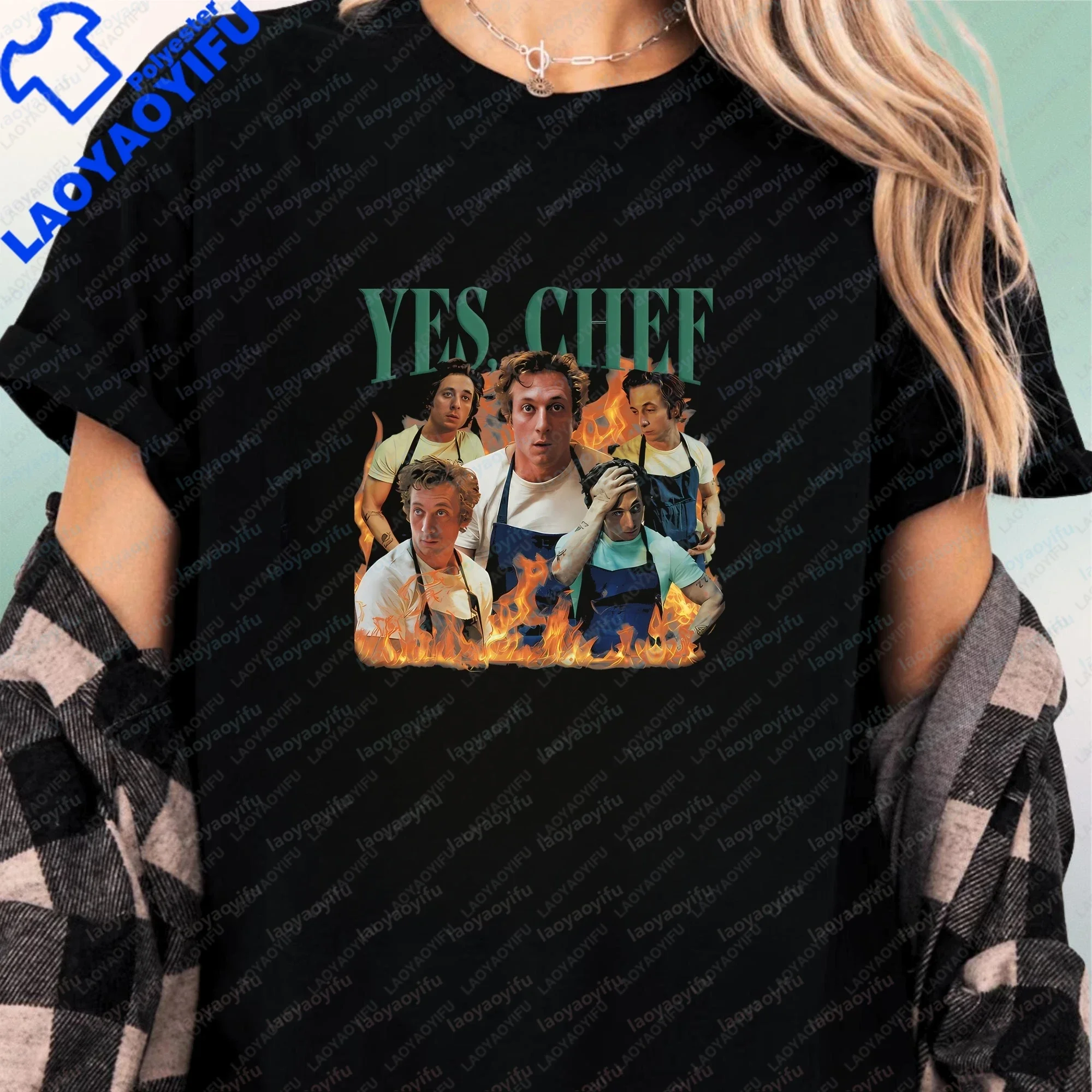 Jeremy Allen White Fashion Trend Harajuku Short-Sleeved Men's and Women's Universal Shirt Pattern Large-Tiered T-Shirt