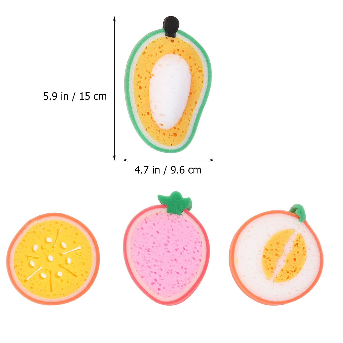 Éponge de bain aux fruits, matériau recyclé, exfoliante douce, pour enfants, soins de la peau doux, Design de dessin animé, fraise, 4 pièces
