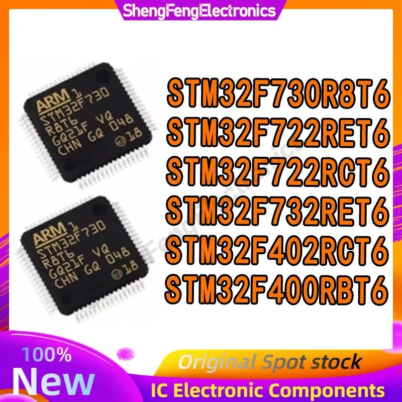 Microplaqueta do circuito integrado de MCU, no estoque, STM32F730R8T6 STM32F722RET6 STM32F722RCT6 STM32F732RET6 STM32F402RCT6 STM32F400RBT6 LQFP64