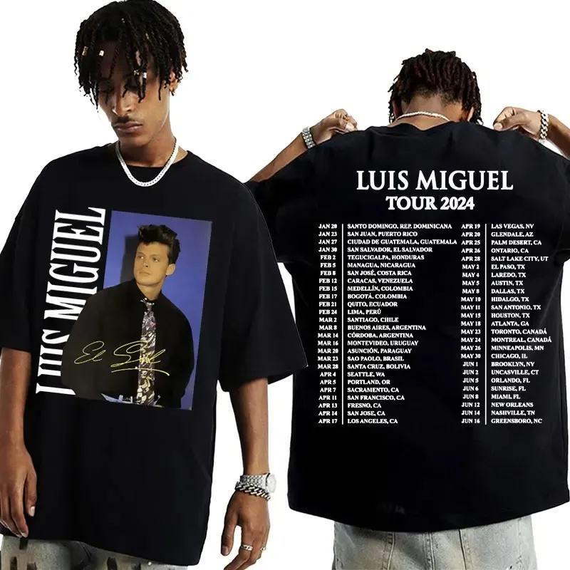 Camisetas estampadas para hombre y mujer, de gran tamaño Camisa de algodón, de estilo Vintage de los 90, de moda, Hip Hop, limitada, con estampado de Louis Miguel Tour, 2024