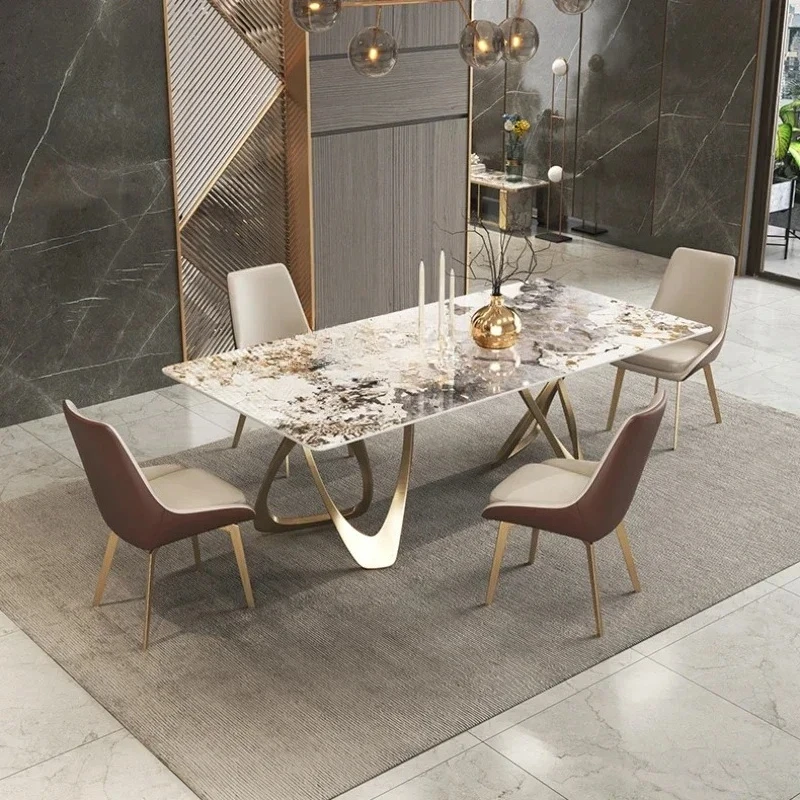 

N Bright Stone Plate Dining Table Light Luxury Modern Simple Designer Fashion Luxury Stone Rectangular Dining Table