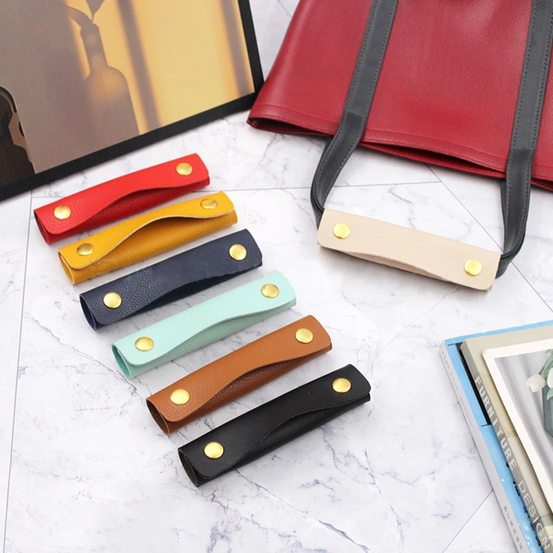 2Pcs Handbag Grip Protective Cover PU Clip Type Simple Handle Pu Leather Cover Removable Handle Luggage Handle Protective Covers image 5