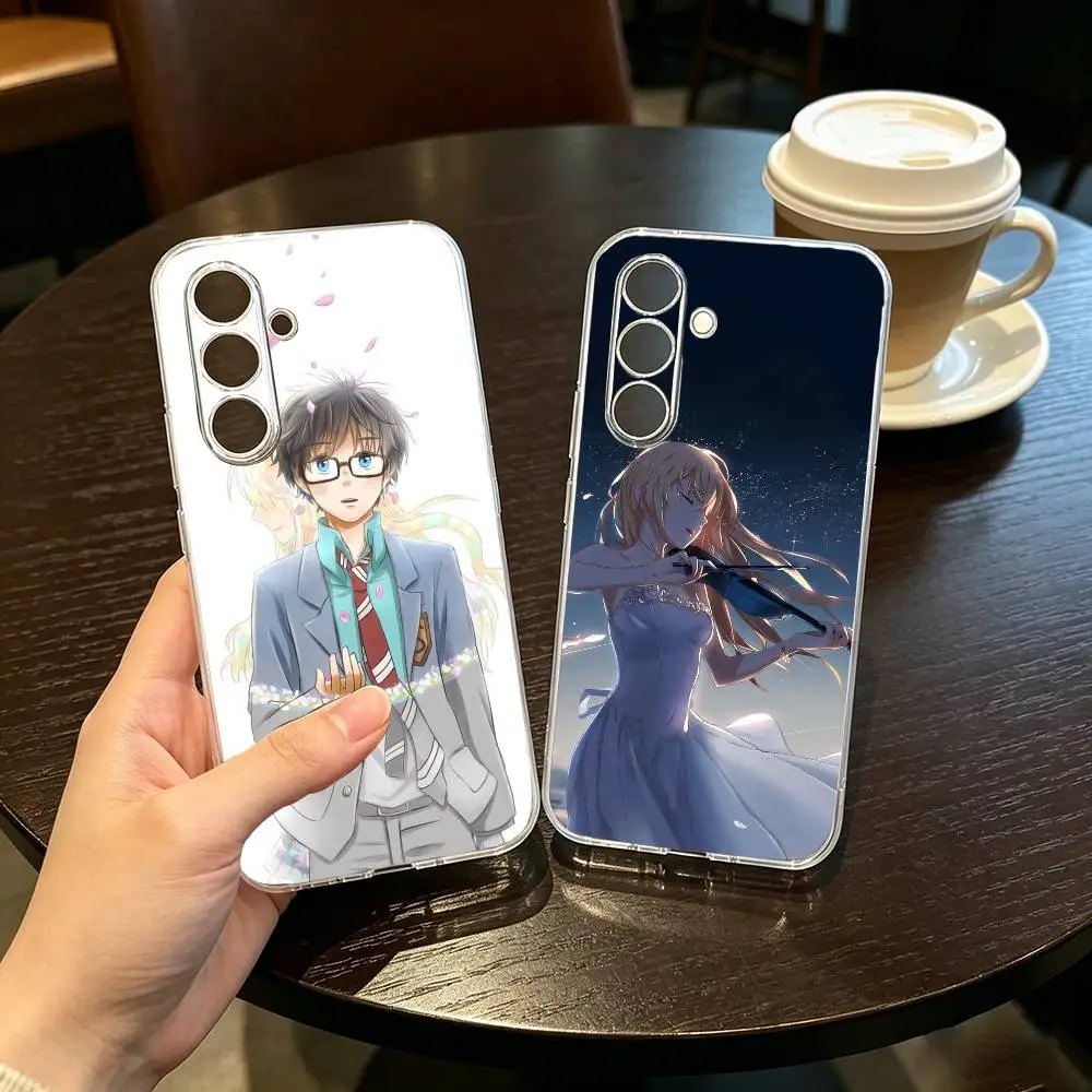 Чехол для телефона Anime Your L-Lie in April для Samsung A10,12,20,21S,30,31,40,50,51,52,70,71, прозрачный чехол