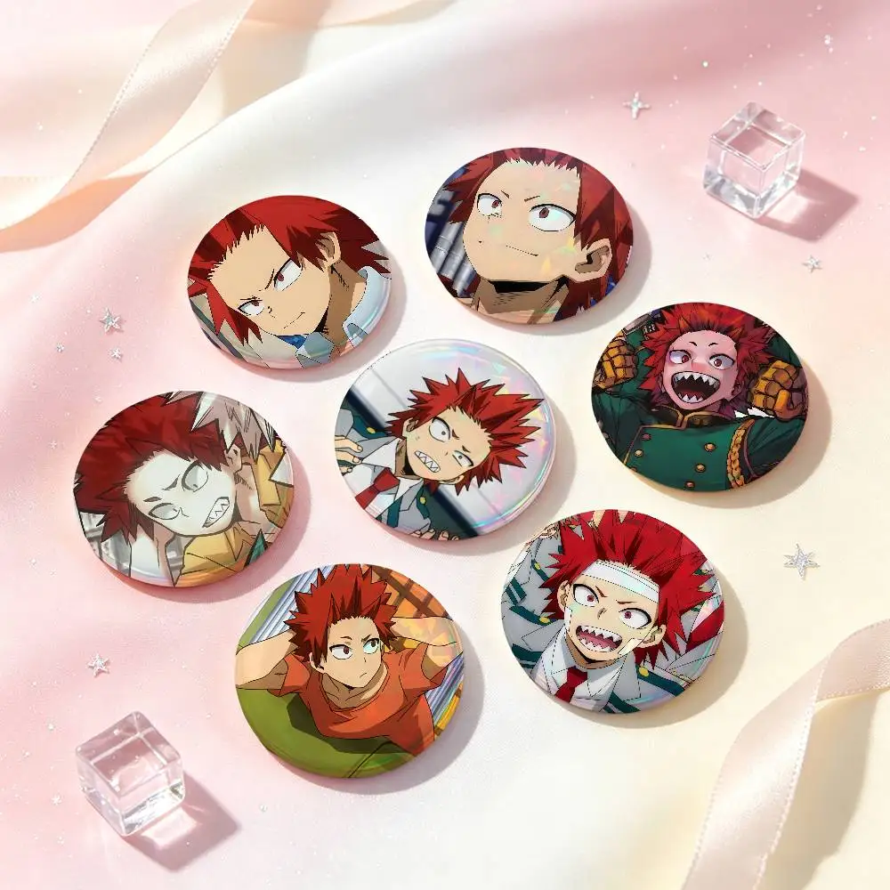Eijiro Kirishima Anime Figure Badges 25 32 44 58 75 Mm Round Cosplay Pin Bag Decor Fans Collect Friends Gifts Brooch Souvenir