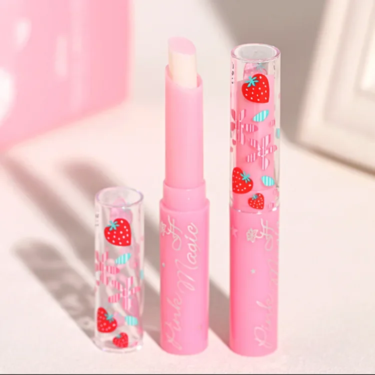 Moisturizing Natural Strawberry Essence Lip Gloss Changable Color Portable Waterproof Long Lasting Nutritious Lips Care Lipstick