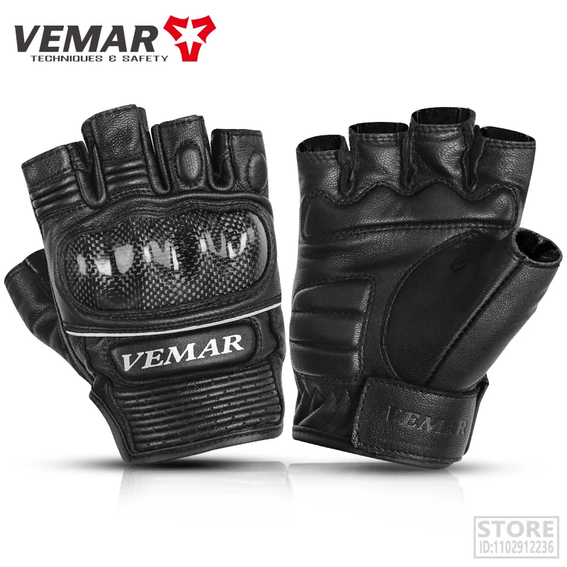 

Vemar Summer Fingerless Motorcycle Gloves Leather Cycling Glove Half Finger Vintage Mtb Motorcyclists Men Women