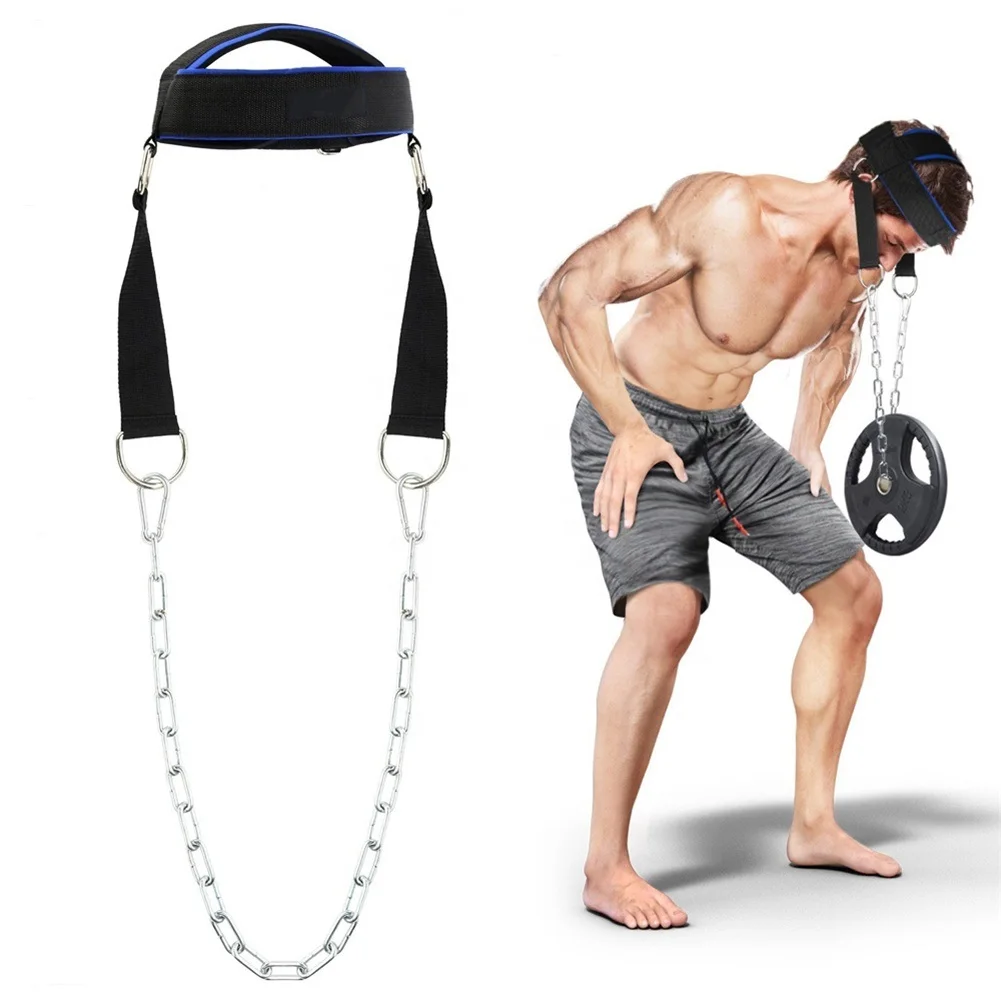 Head Neck Lifting Strap with Chain Adjustable Head Harness Neck Trainer for Home Gym Weightlifting Bodybuilding Barbell Workout