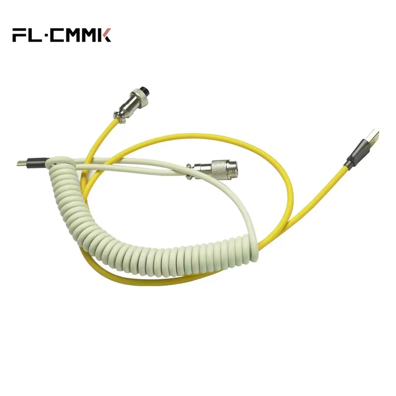 FL ESPORTS Customized Mechanical Keyboard Cable Type-C Aviation Head USB Extended Coil Spring Interface Aviation Plug-In Cable