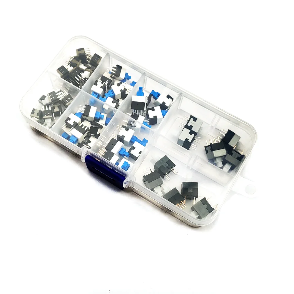 60PCS/LOT 8.5x8.5 8x8 7x7 5.8x5.8mm Self-Locking/Unlocked Push Tactile Power Micro Switch Kit 6 Pin Button Switches