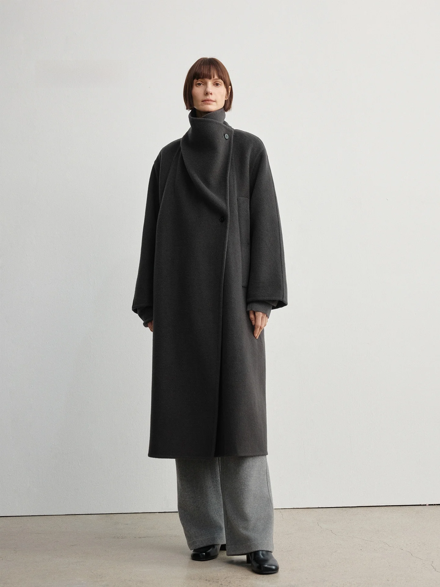 

WUUO Camere Шерстяное пальто женское осенне-зимнее, новое, с воротником-стойкой, двустороннее твидовое, для повседневной носки, в художественном стиле