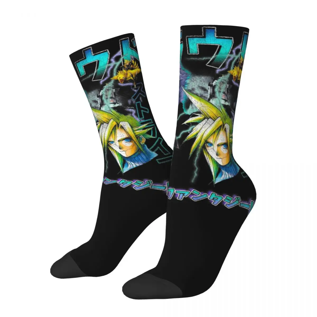 

Cloud Strife Vintage Final Fantasy 7 Socks Comfortable Fashion Video Games FF7 Socks High Quality Merch Middle TubeCrew Socks