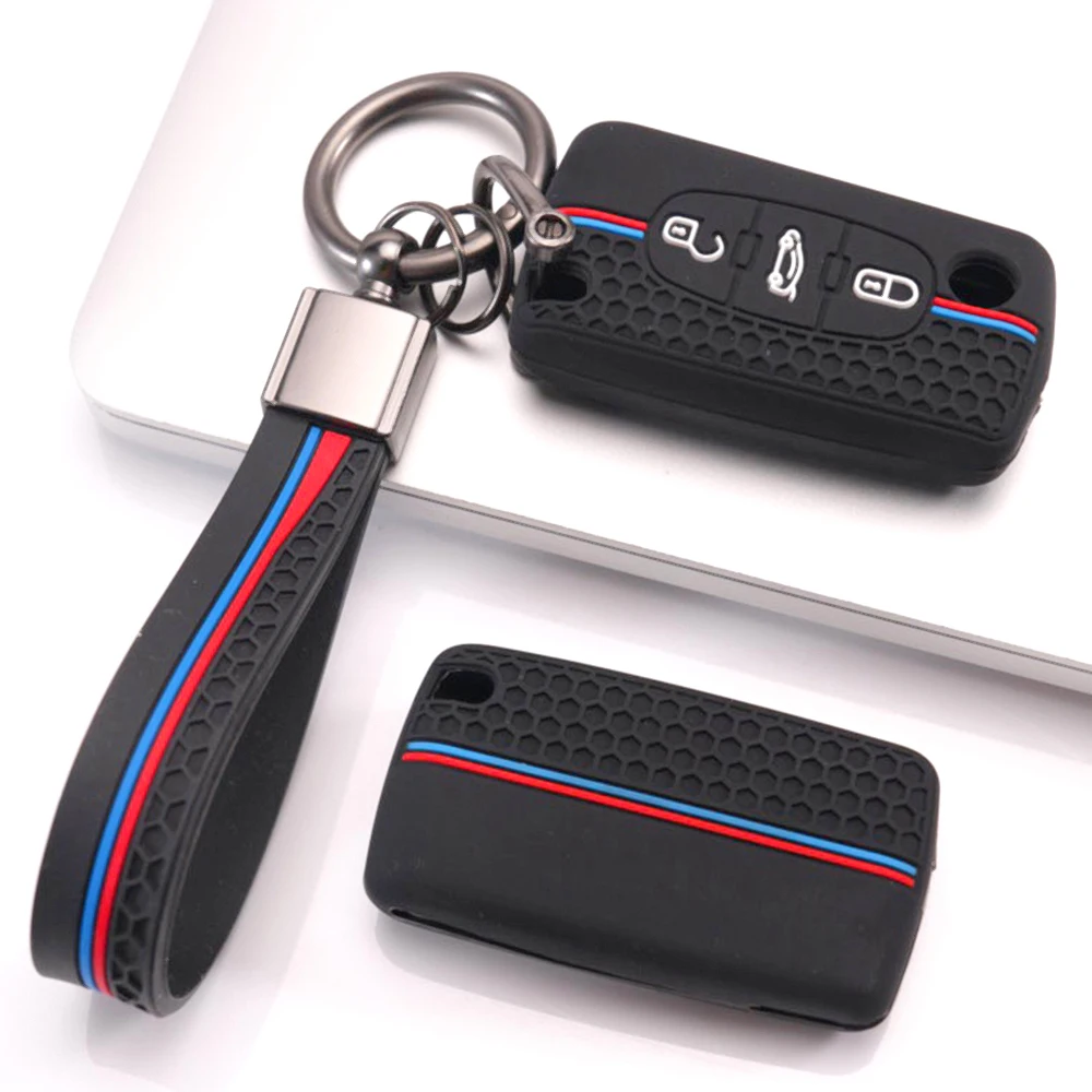 Soft Key Holder Keychain For Peugeot 107 206 207 307 308 407 607 807 3008 5008 Partner Expert For Citroen C2 C3 C4 C5 C6 C8