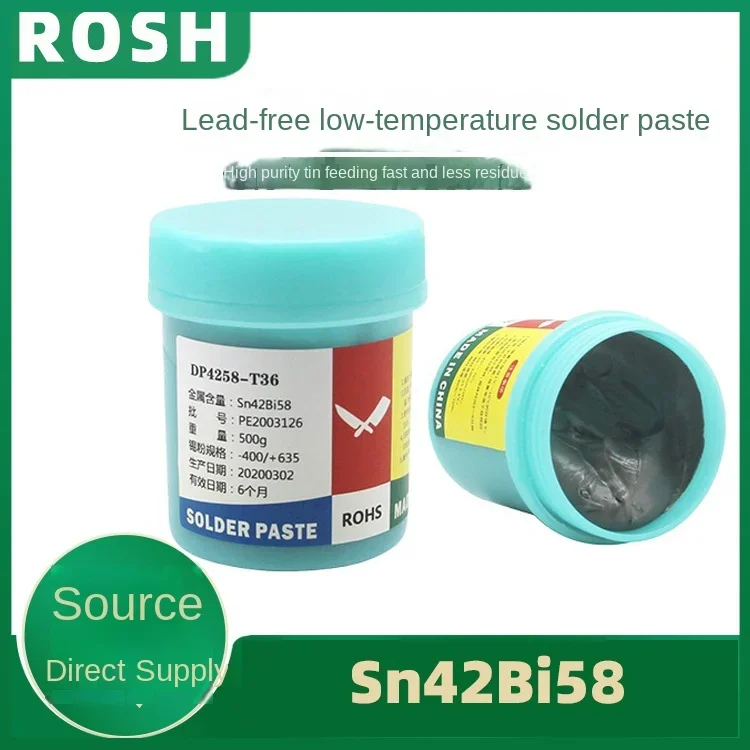 

Sn42Bi58 500g Low temperature solder paste SMT chip halogen-free environmental protection LED solder paste wholesale