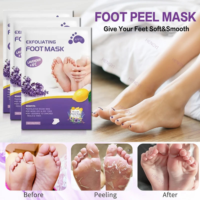 Fußpeeling-Maske, 10er-Pack, Peeling, Lavendel, natürliches Peel Off, Schwielen, abgestorbene Haut, Hornhautentferner, feuchtigkeitsspendend, glatt, für Männer und Frauen