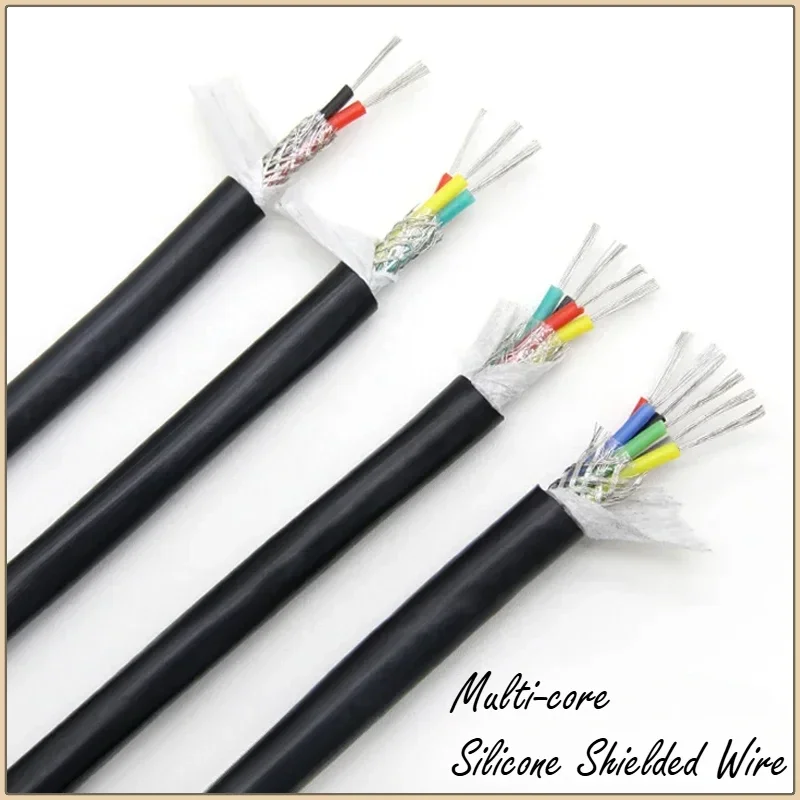 

1/5/10m Silicone Rubber Shielded Cable 0.3 0.5 0.75 1 1.5 2 2.5mm x 2 3 4 6Cores Insulated Flexible Copper High Temperature Wire