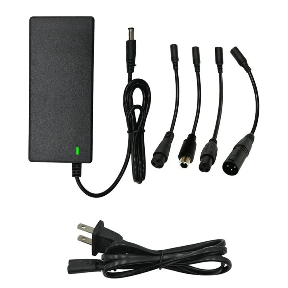 EU Plug Charger Adapter AC 100-240V Black DC 42V 2A Electric Scooter Battery Charger with 5 Adapters  For 24-36V Li-ion