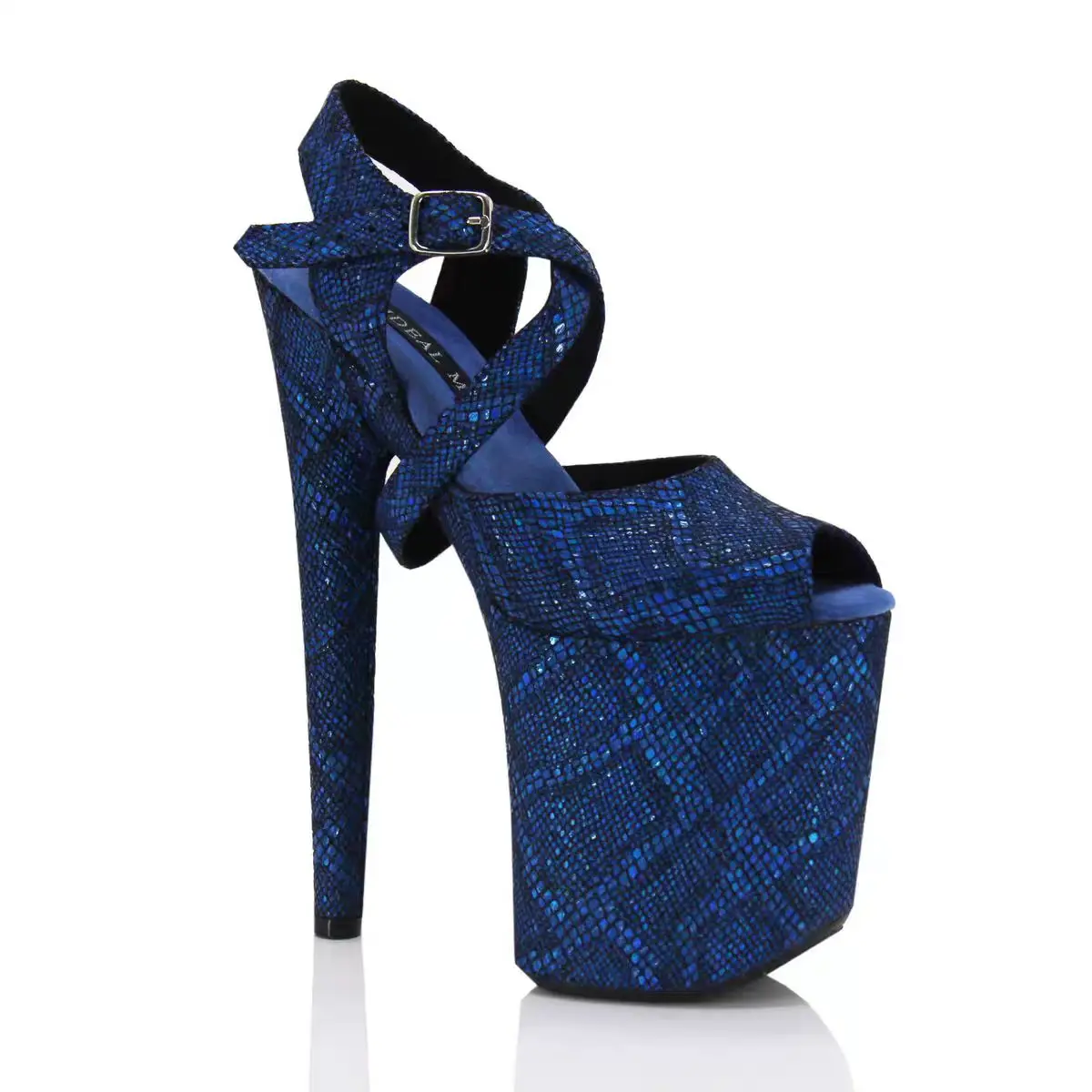 18/20 Cm Pole Dance Super High Heels, European And American Bestseller, Iridescent Snake-patterned Thin Heel Model Stage Walk Sa