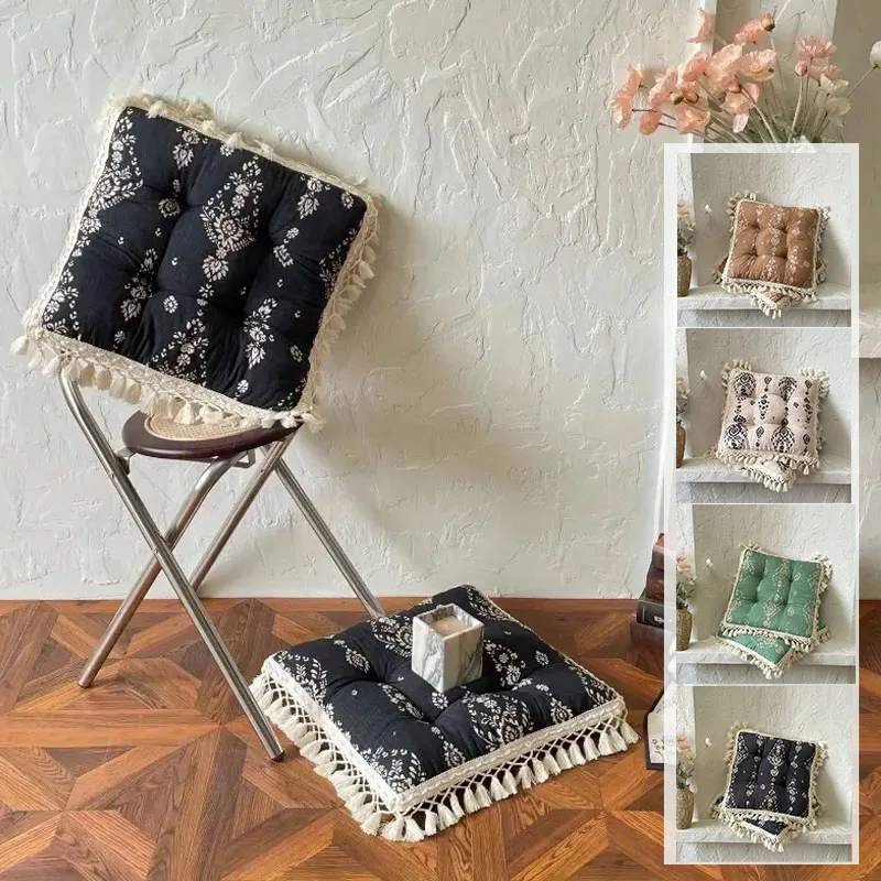 

1PC Soft Durable Bohemian Style Tassel Seat Cushion with Floral Patterns All-Season Use Office Decor Pillows/Pillows for Couch