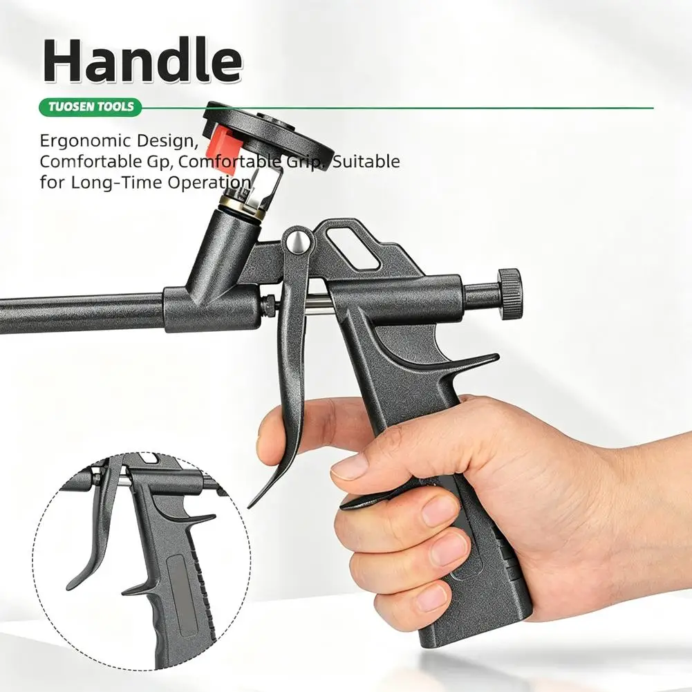 Teflon Coated Construction Foam Gun Metal Body Precise Discharge Control Detachable 170mm Tube With Cleaning Needle Builder