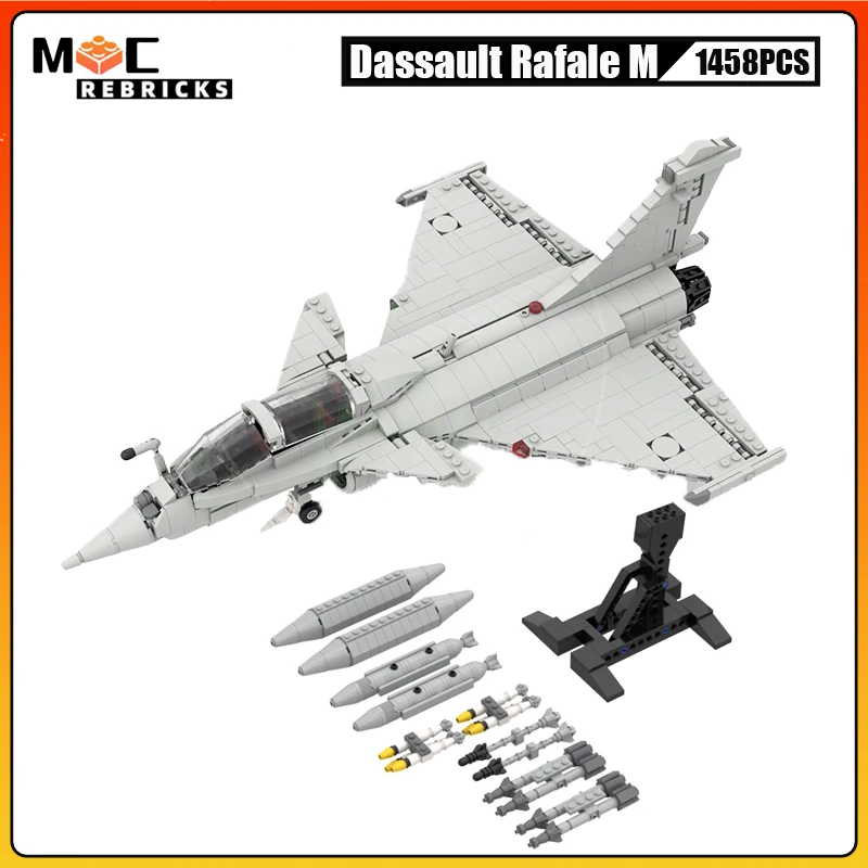 

WW2 Military Weapon Equipment Air Force Rafale M Fighter MOC Building Blocks Aircraft Assembly Model diy Bricks Toys Kid Gift