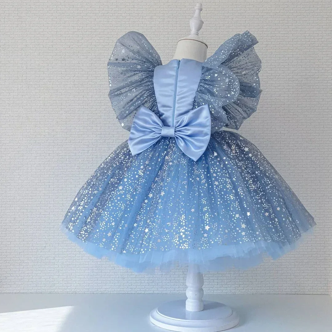 

Toddler Baby Girl Sequin Tutu Gown Newborn Girls 1 Year Birthday Party Fluffy Dress Flower Babe Puff Sleeve Clothes For Weddings