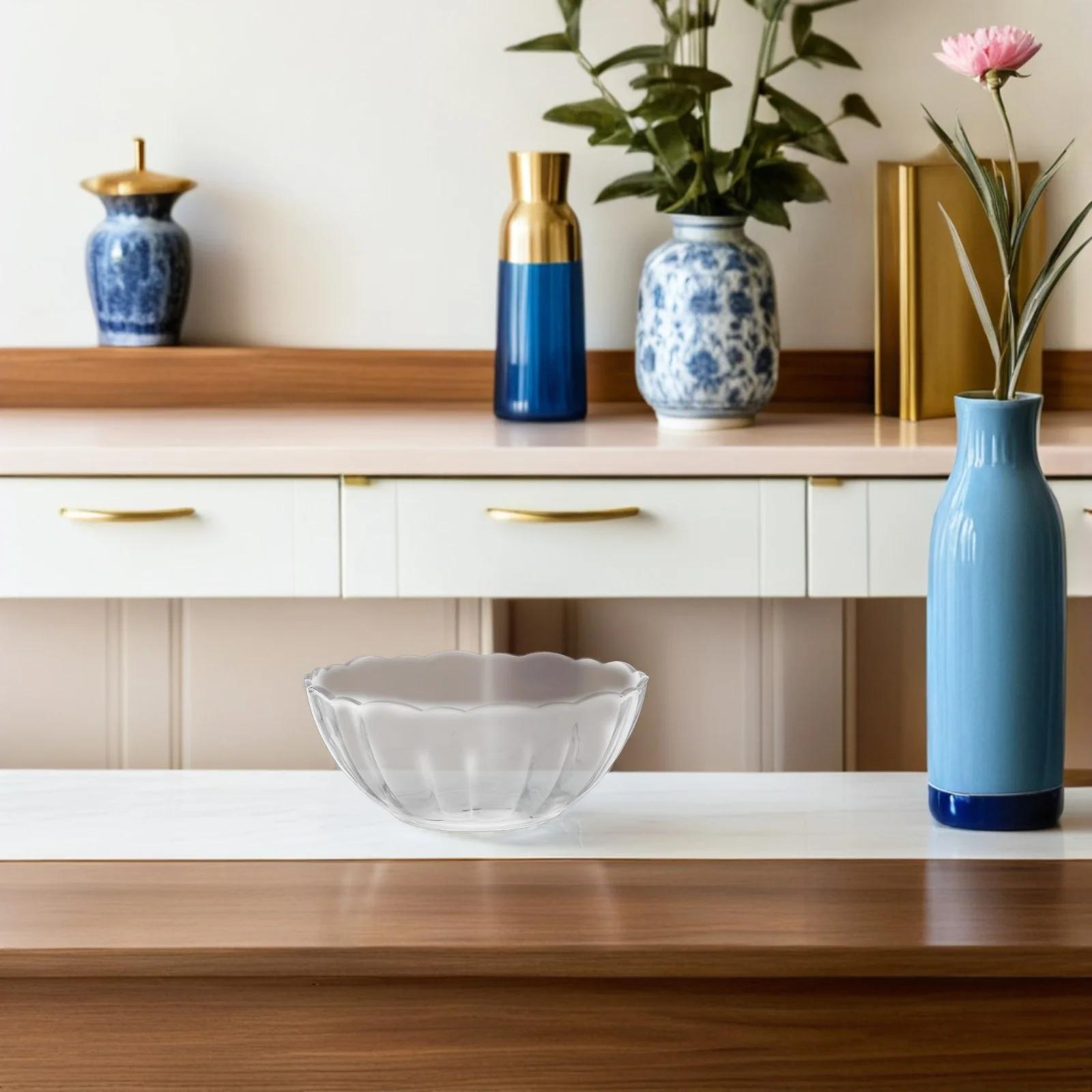 

Lotus Shaped Acrylic Bowls 13.2cm Clear for Salad Dessert Fruit Vegetable Container Transparent Salad Bowl Acrylic Dessert Bowls