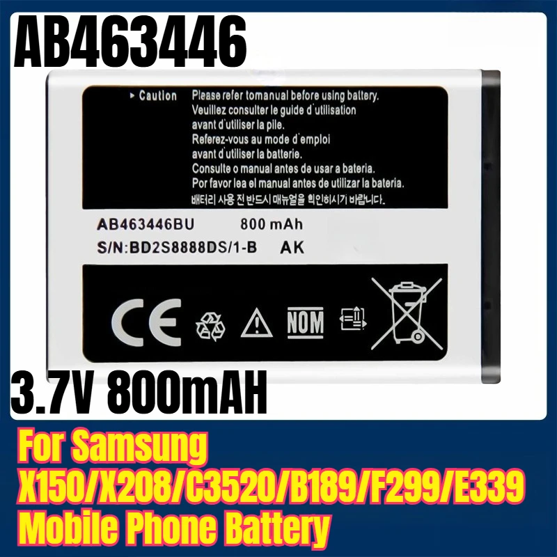 

AB463446 3.7V 800mAH Mobile Phone Battery for Samsung X150/X208/C3520/B189/F299/E339