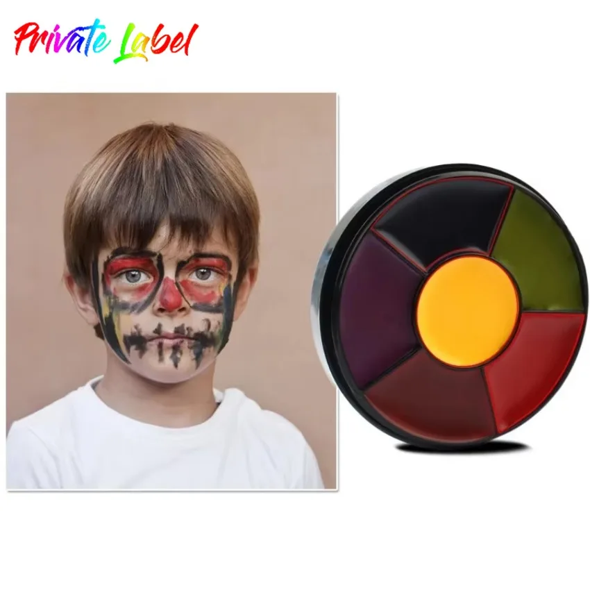 

Private Label 2colors Body Paiting Palette Safe Non Toxic Clown Fans Demons Ghosts and Opera Facial Oil Painting Plate Bulk