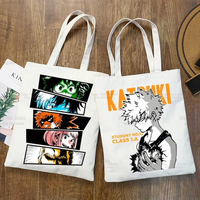 Bolsa de lona Boku sem arte para meninas, bolsas Anime, estampa simples, My Hero Academia, Bakugou, sacolas de compras, pacote Life Casual