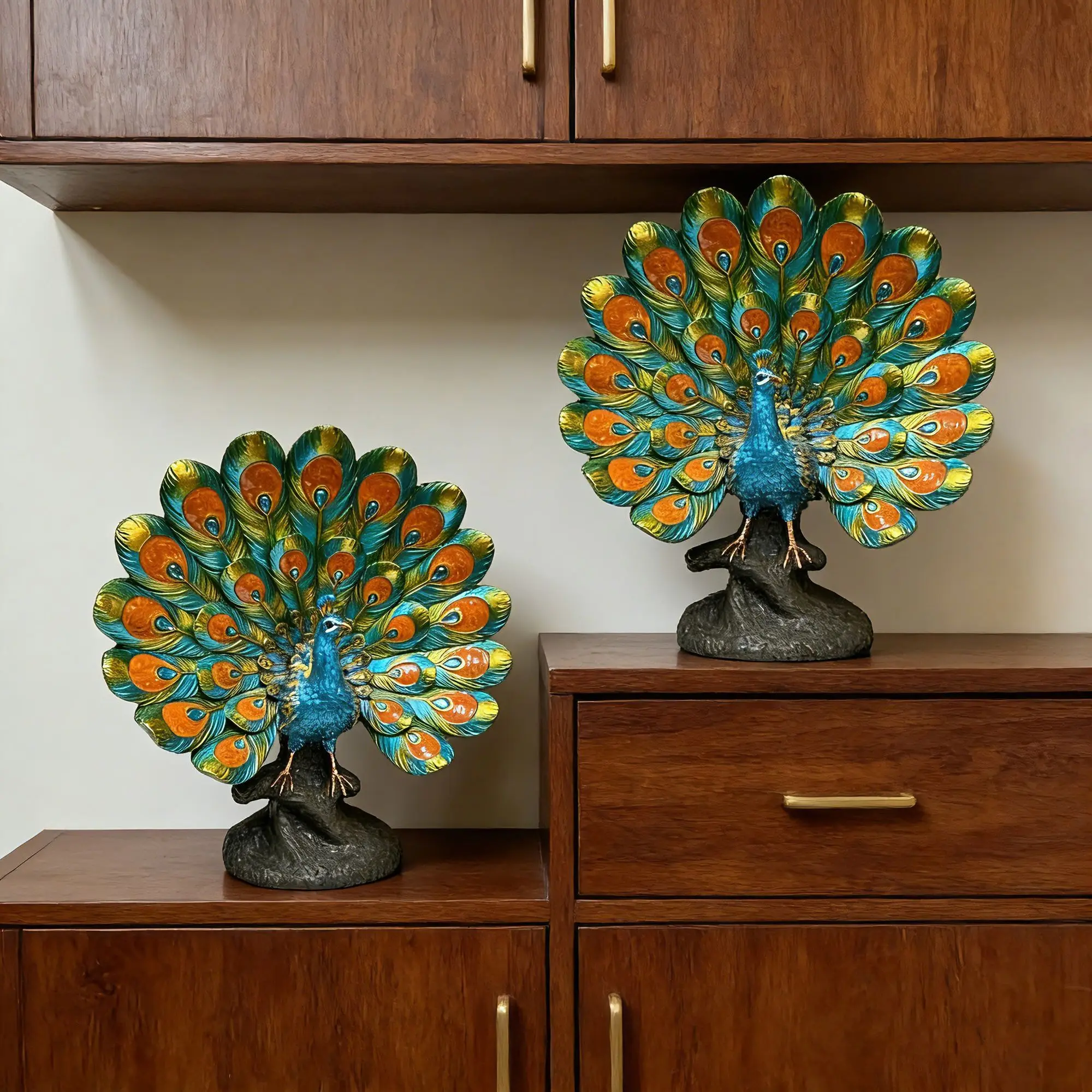 Hand-Painted High-End Peacock Ornament, Light Luxury Home Decor for Living Room Study Office, Chinese Style Collectible Gift