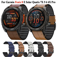 Silicone Leather 22 26mm Quickfit Strap For Garmin Watch Fenix 8 51 47mm E 7X 7 Pro 6X 6 Pro 5X 5 Plus Enduro 3 2 Strap Bracelet