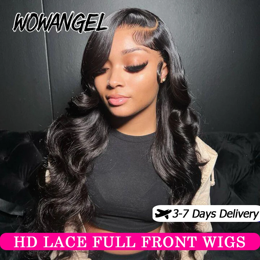 

Wow Angel 100% Human Hair Lace Frontal Wig Body Wave 13x6 HD Lace Wigs Melt All Skins Natural Scalp Pre Plucked 250% For Woman